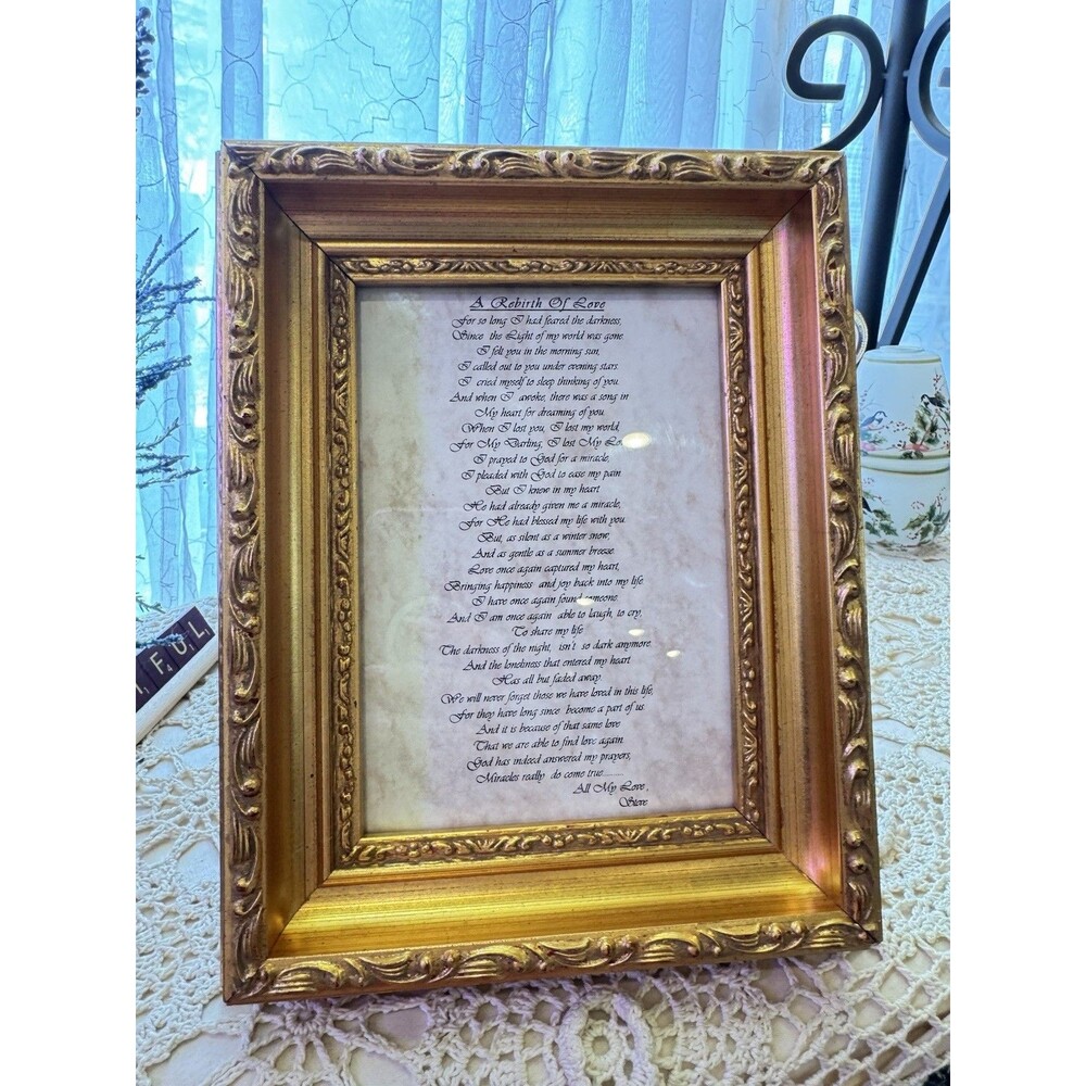 Gold Ornate Antique Style Picture Frame 8x10 Wood Baroque Angels Cherubs Poem